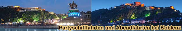Partyschifffahrten und Abendfahrten bei Koblenz am Rhein
