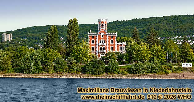 Maximilians Brauwiesen in Niederlahnstein am Rheinufer, Fu�weg ca. 1160 m vom Schiffsanleger Niederlahnstein