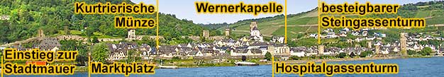 Begehbare mittelalterliche Stadtmauer von Oberwesel