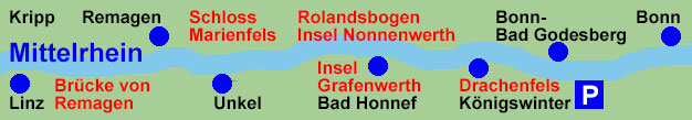 Rheinschifffahrt zwischen Linz und Bonn